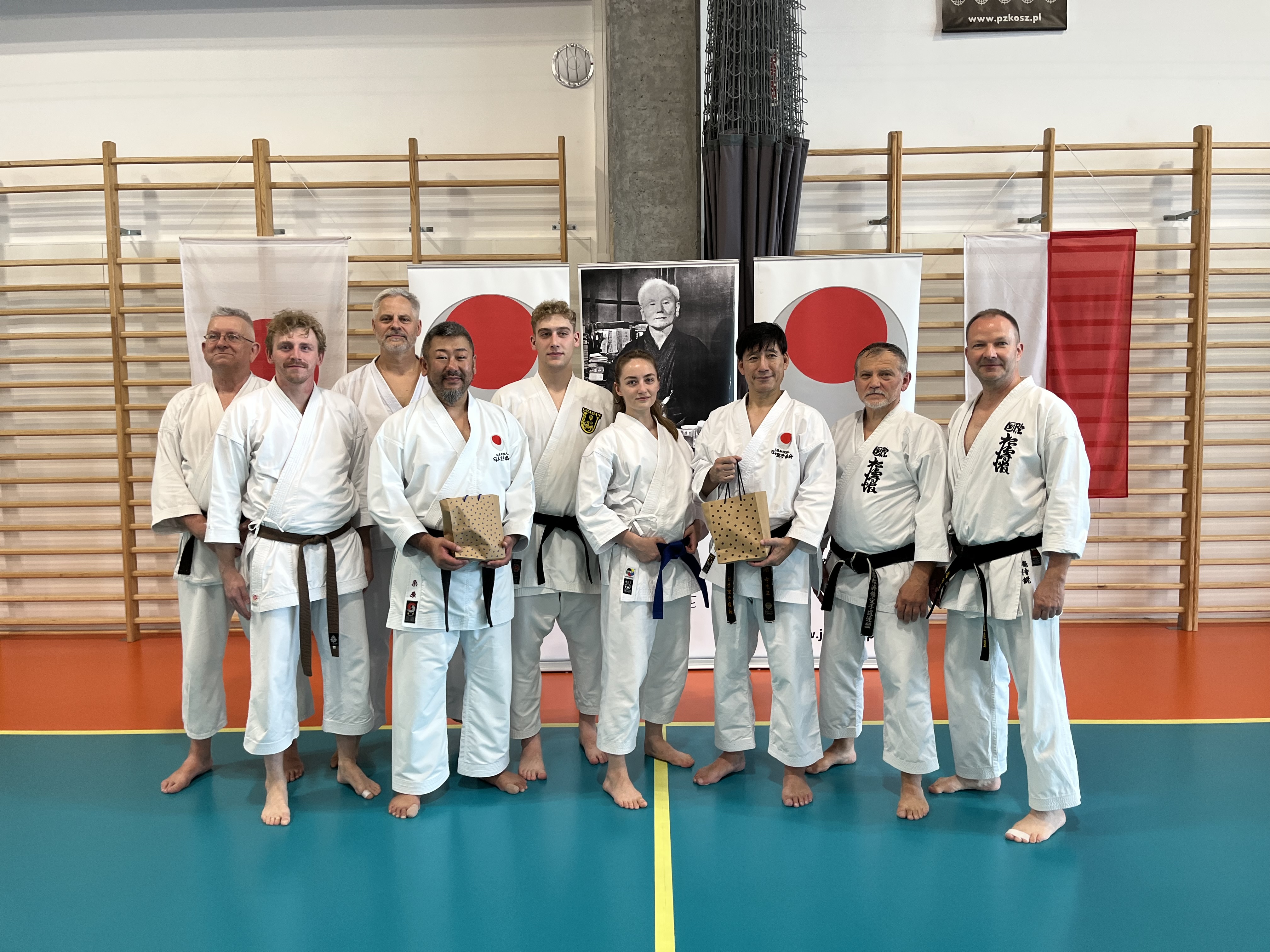 Zdjęcie z seminarium karate Staż karate z Naka Tatsuya i Kurihara Kazuaki, Tarnowo Podgórne lipiec 2026 - Kurihara Kazuaki 6 dan JKA, Naka Tatsuya 7 dan JKA